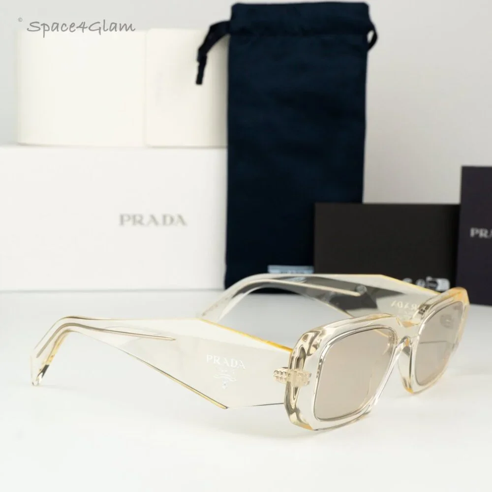BRAND NEW Prada PR17WS 19X30N Clear Champagne Platino Mirror Unisex Sunglasses